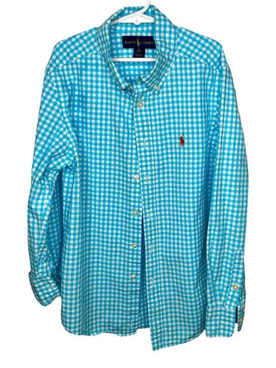 Ralph Lauren Other - Ralph Lauren Turquoise and White Gingham Boys Button-Down Shirt Size M (10-12)